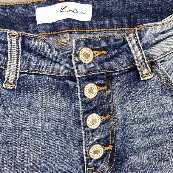 Kancan Women's 3/25 Medium Wash Button Fly Distressed Style KC5118D (27x29) - Picture 5 of 9
